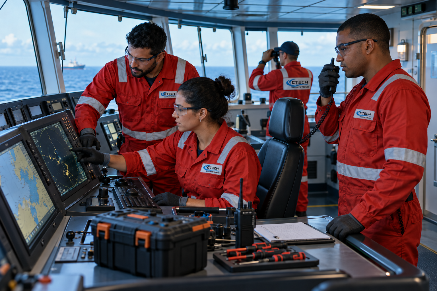 Equipe CTECH realizando manutenção técnica naval